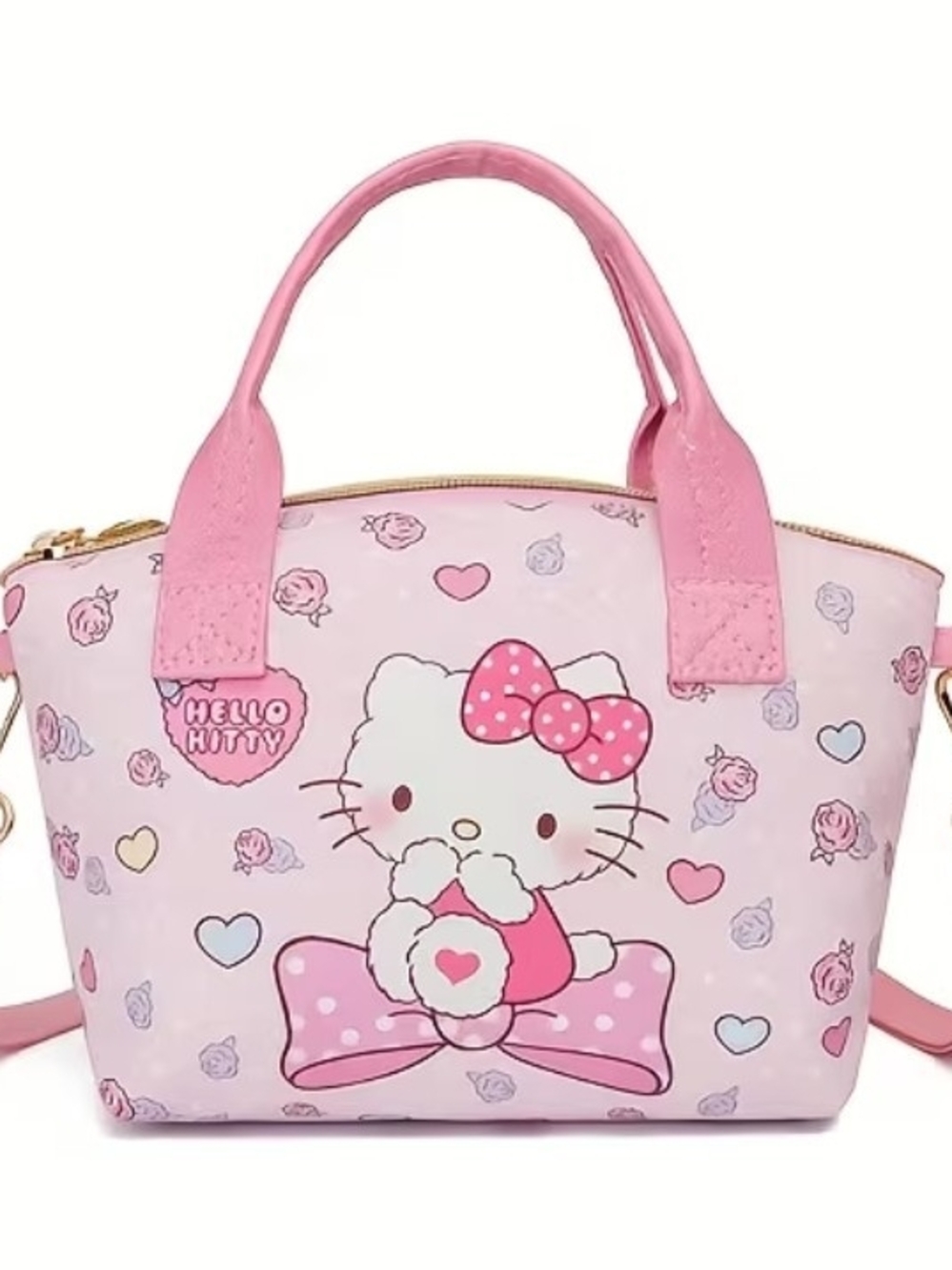 Hello Kitty Pink Mini Handbag with Bow & Heart Print